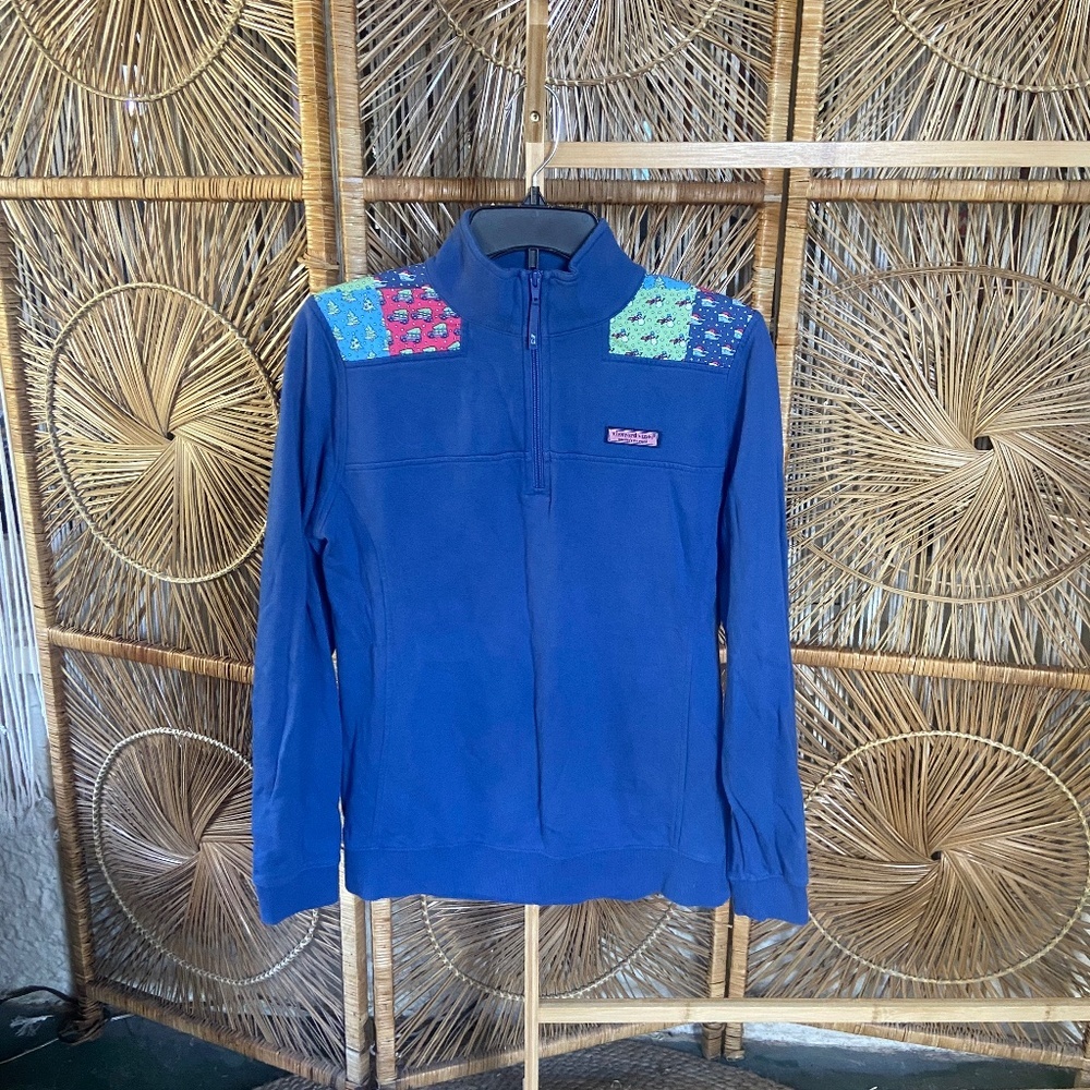 Classic Patchwork Shoulder Christmas Themed Sweatshirt